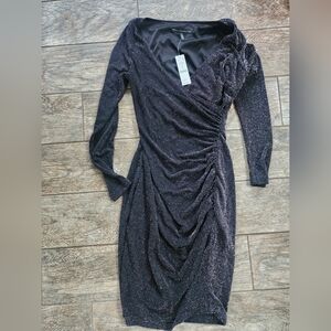 Nwt White House Black Market Black Glitter Holiday Party Dress Sz 2